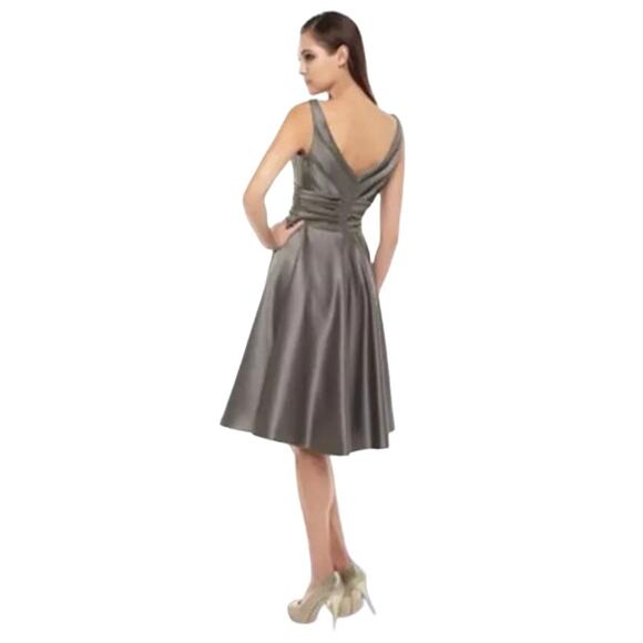 BILL LEVKOFF Women's 8 Bridesmaid Dress Gown Midi Length Satin Sleeveless Latte - Picture 16 of 16